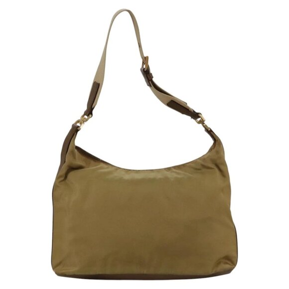 PRADA Shoulder Bag Nylon Leather Beige Gold Auth 99957 - Picture 2 of 16